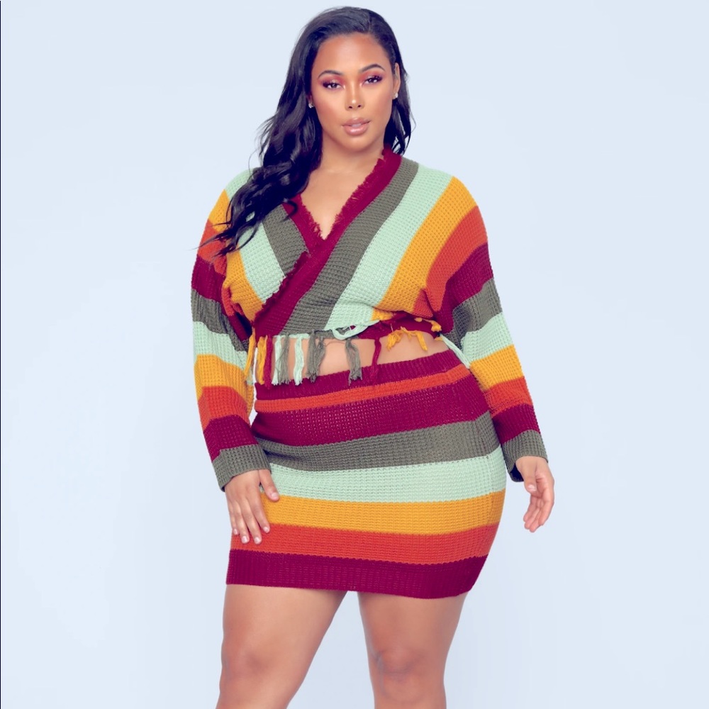 Striped sweater set